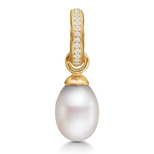 STORY by Kranz & Ziegler charm i 8 kt guld med zirkonia og ferskvandsperle