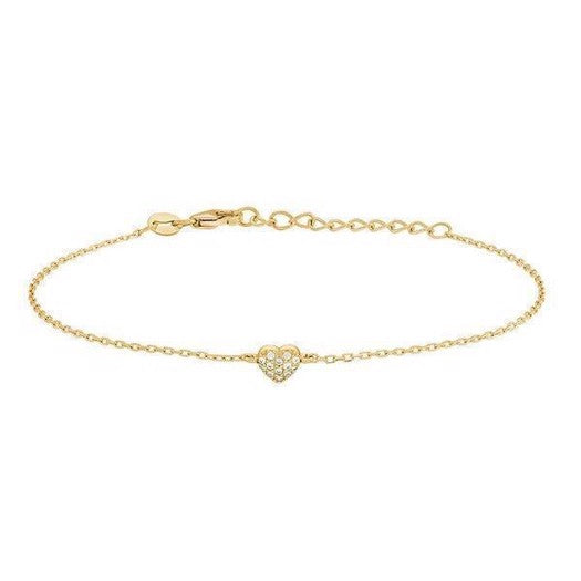ALMANOR armbånd i forgyldt sølv med zirkonhjerte 17+3 cm – JoanliNor