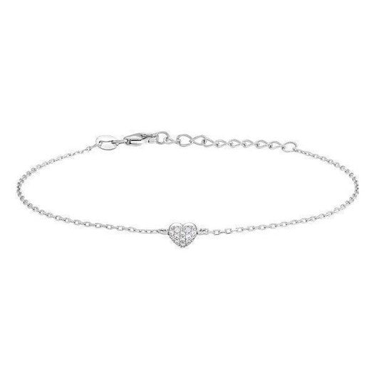 ALMANOR armbånd i sølv med zirkonhjerte 17+3 cm – JoanliNor