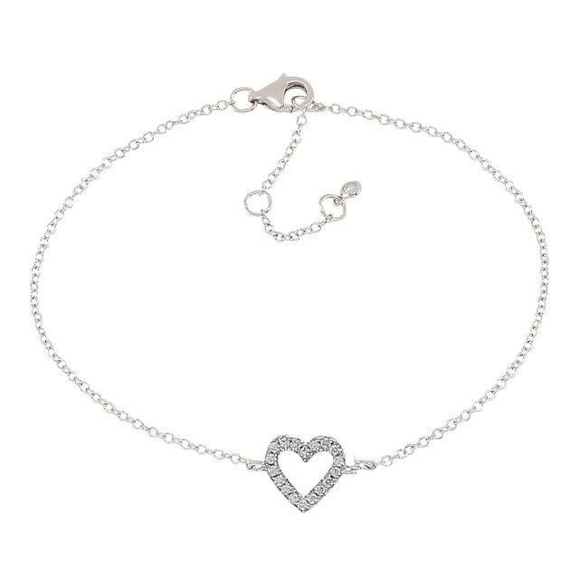 JoanliNor AIDANOR sølvarmbånd med zirkonhjerte 17+3 cm – sølv med funklende kubiske zirkonia.