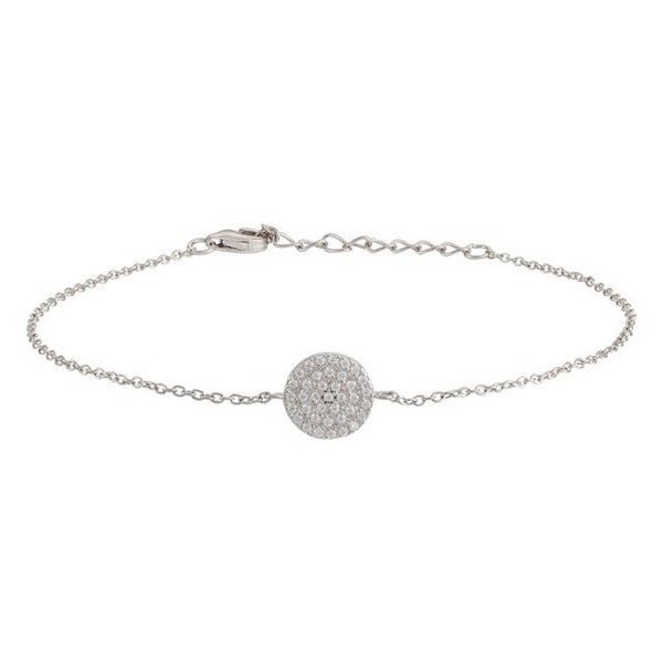 JoanliNor ANNIENOR armbånd i rhodineret sølv med klart zirkonia vedhæng 17–20 cm.