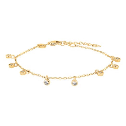 JoanliNor GIANOR armbånd i forgyldt sølv med zirkonia vedhæng 17–20 cm