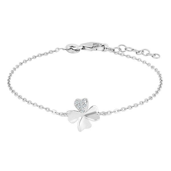 JolinNor armbånd i sølv med firkløver og zirkoner 17–20 cm