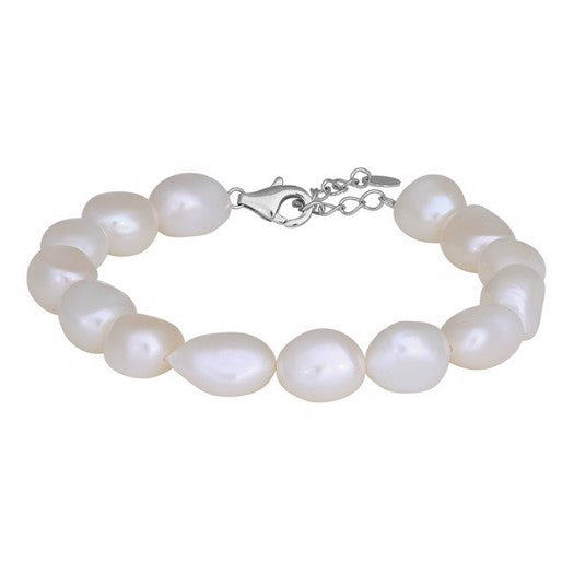 BAROQUE52 sølvarmbånd med ferskvandsperler 17+3 cm fra Nordahl Andersen – unikt armbånd i sølv med hvide, uregelmæssige ferskvandsperler.