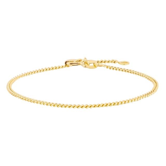 Siersbøl flad panserarmbånd i 9 kt guld med justerbar længde 16–18 cm.