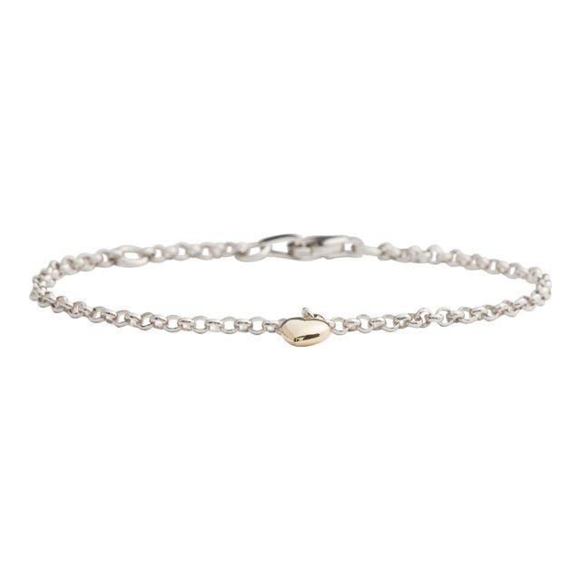 NOA Kids børnearmbånd fra Nordahl Andersen i rhodineret sølv med 8 kt guld hjerte – 14-19 cm.