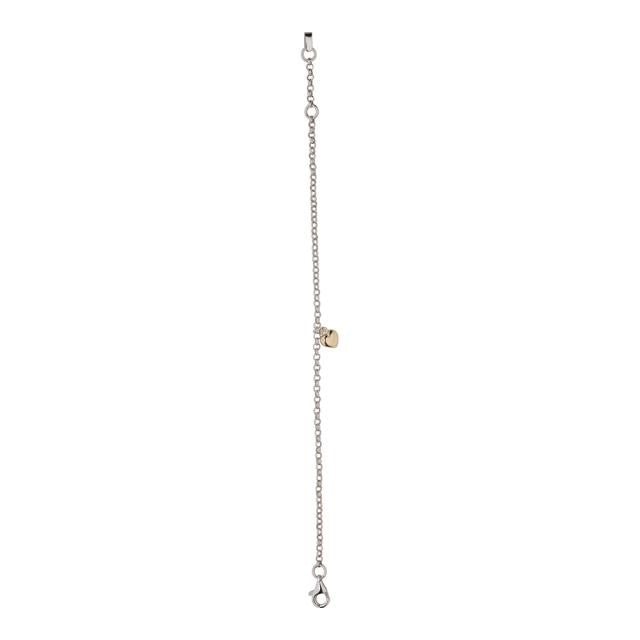 NOA Kids børnearmbånd i sølv med hjertevedhæng i 8 kt guld 15+1 cm