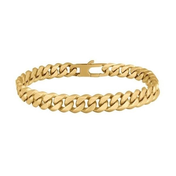 Panser facet herrearmbånd i børstet forgyldt stål 19–23 cm fra Son of Noa by Nordahl Andersen.