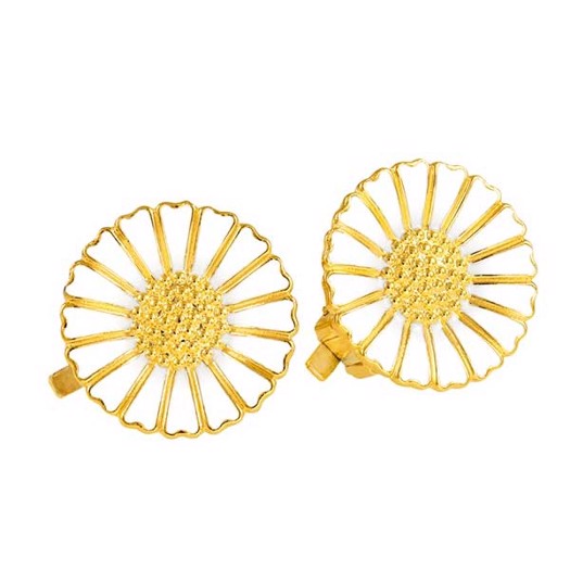 Marguerit øreclips i 24 karat forgyldt sølv 18 mm fra Lund Copenhagen