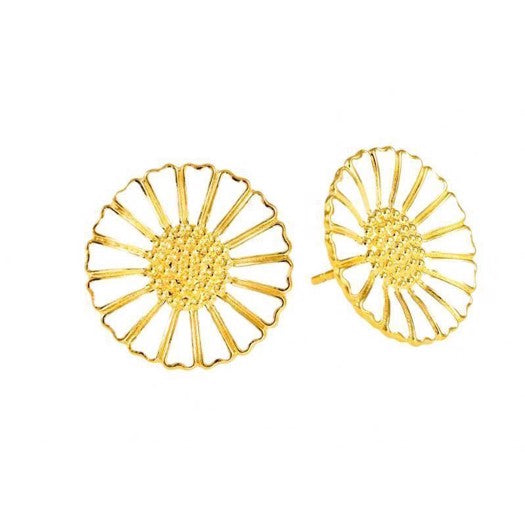 Marguerit ørestikker i forgyldt sølv 18 mm fra Lund Copenhagen