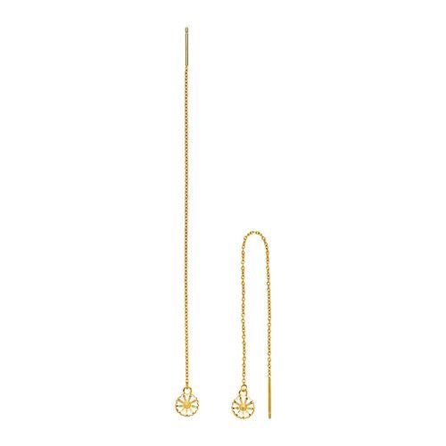 Marguerit ørehængere Disko i 24 karat forgyldt sølv med hvid emalje fra Lund Copenhagen – fine, trådtynde ørehængere med blomsterdetalje.