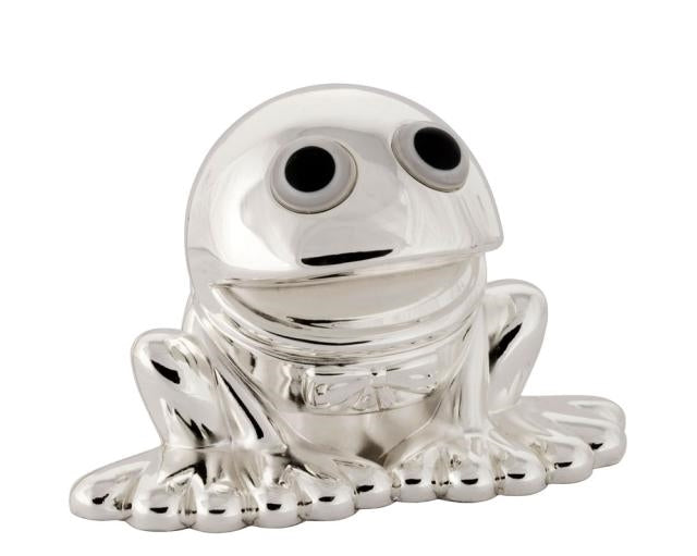 Kaj sparebøsse fra Nordahl Andersen i forkromet metal med motiv af Kaj fra Kaj & Andrea.