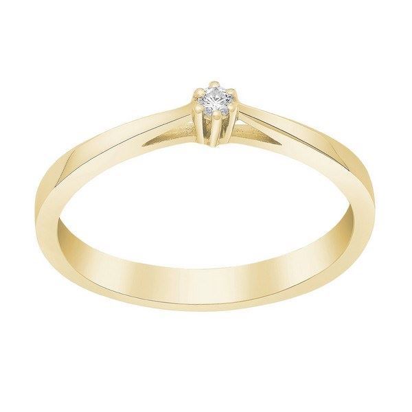 Afrodite diamantring fra Siersbøl i 14 karat guld med 0,03 ct W/si1 diamant.