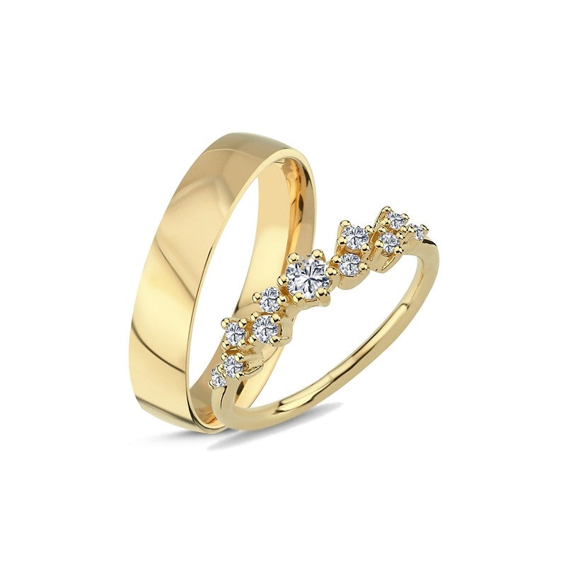 Stilfulde Nuran vielsesringe i 14 karat guld med 0,26 ct diamanter