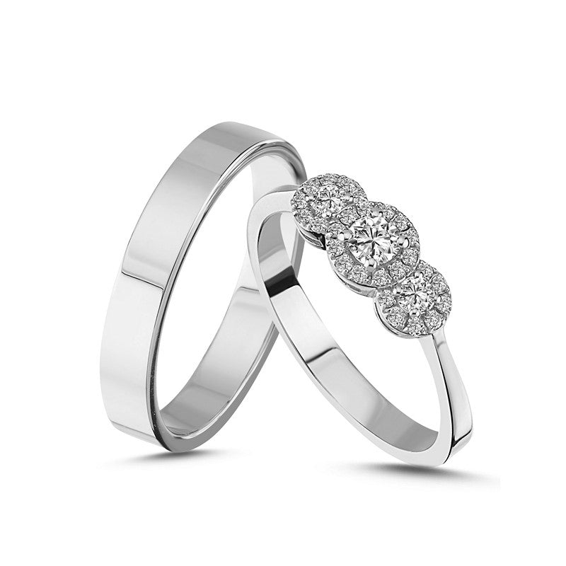 Eksklusive Cordelia vielsesringe fra Nuran i 14 kt hvidguld med 0,41 ct diamanter