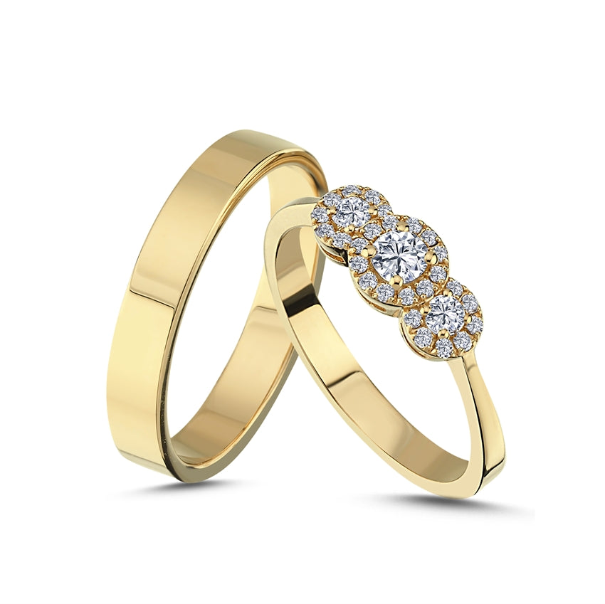 Unikke Nuran vielsesringe i 14 karat guld med 0,41 ct diamanter