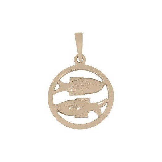 Nordahl Fisk stjernetegn vedhæng i 8 eller 14 karat guld 12 eller 15 mm