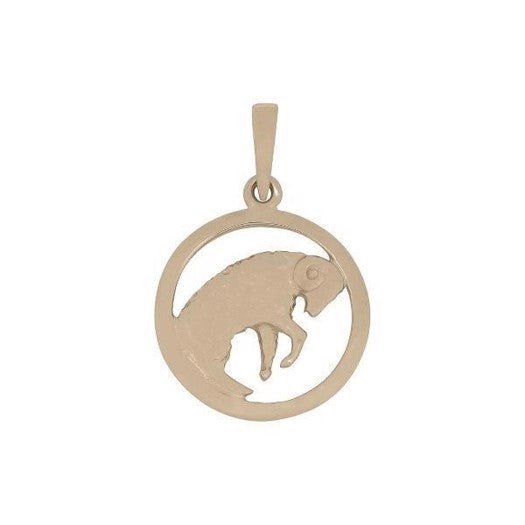 Siersbøl Vædderen stjernetegn vedhæng i 8 karat blankt guld, 15 mm rund form.