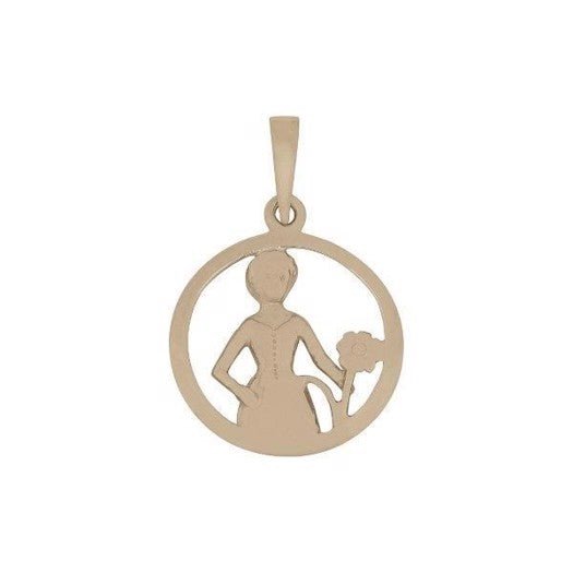 Jomfruen stjernetegnsvedhæng fra Siersbøl i 8 eller 14 karat guld med blank overflade, 12 eller 15 mm.