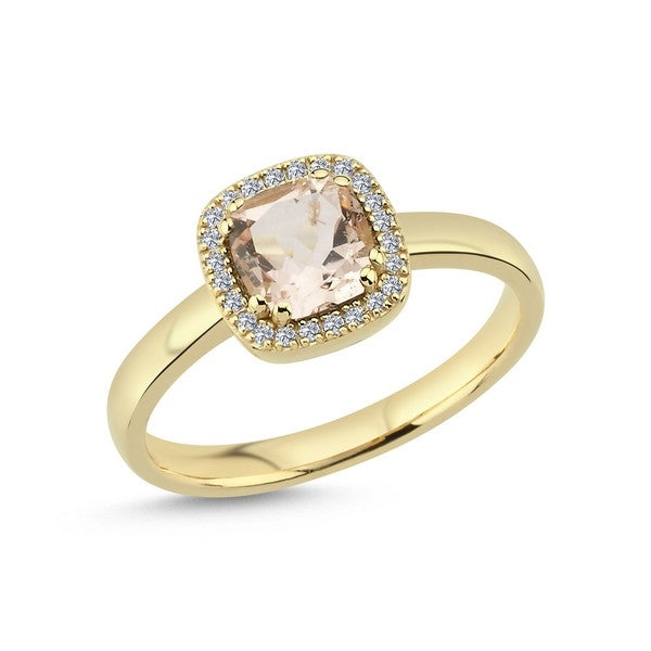 Elegant Grace ring fra Nuran i 14 karat guld med morganit og diamanter 0,12 ct