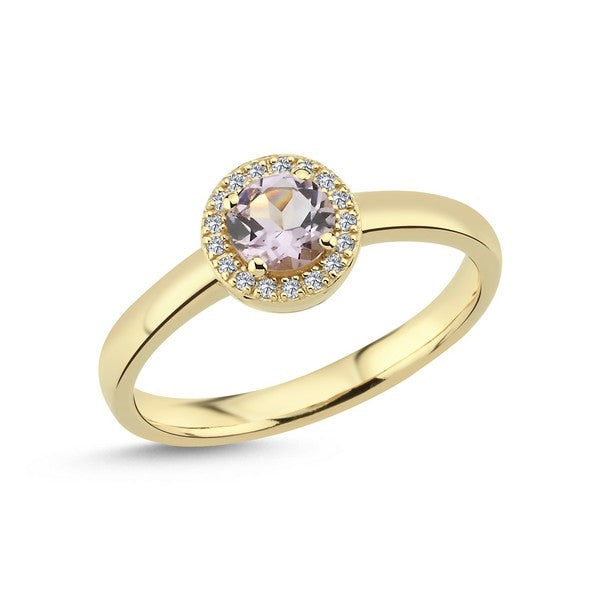 Elegant Nuran Grace ring i 14 karat guld med ametyst og diamanter 0,09 ct