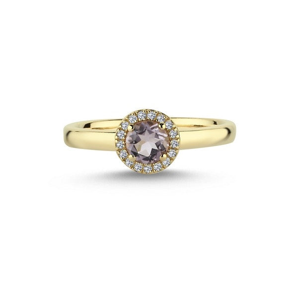 Elegant Nuran Grace ring i 14 karat guld med ametyst og diamanter 0,09 ct
