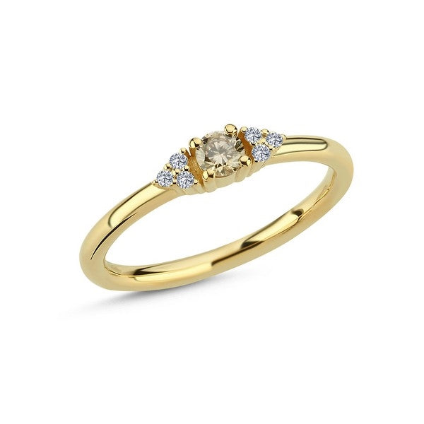 Nuran champagne diamantring i 14 karat guld med 0,21 ct diamanter