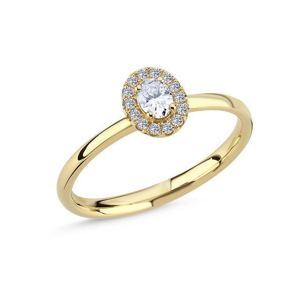 Nuran champagne ring i 14 karat guld med hvide diamanter 0,24 ct