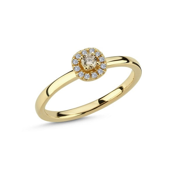 Nuran champagne ring i 14 karat guld med 0,16 ct diamanter