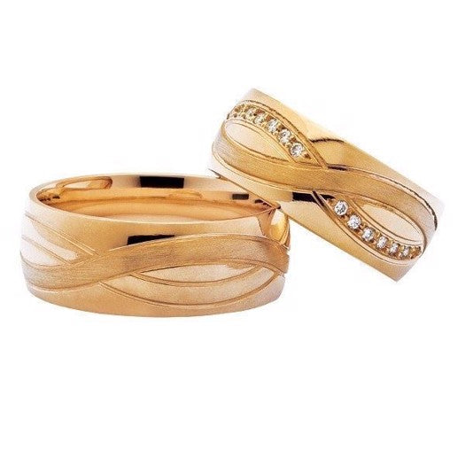 Smukke Nuran vielsesringe i 14 karat rosa guld med 0,28 ct diamanter