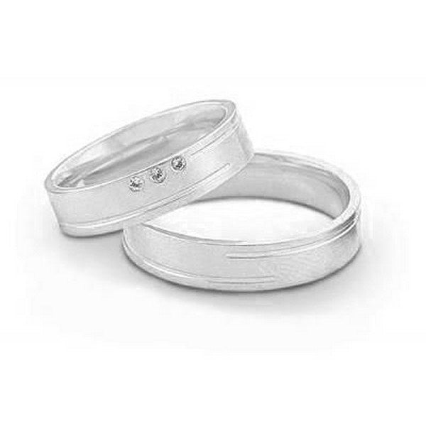 Flotte Nuran vielsesringe i 14 kt hvidguld med 3 x 0,01 ct diamanter