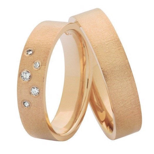 Unikke Nuran vielsesringe i 14 karat rosaguld med 0,07 ct diamanter
