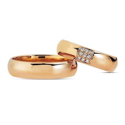 Unikke Nuran vielsesringe i 14 kt guld med 9 x 0,01 ct diamanter