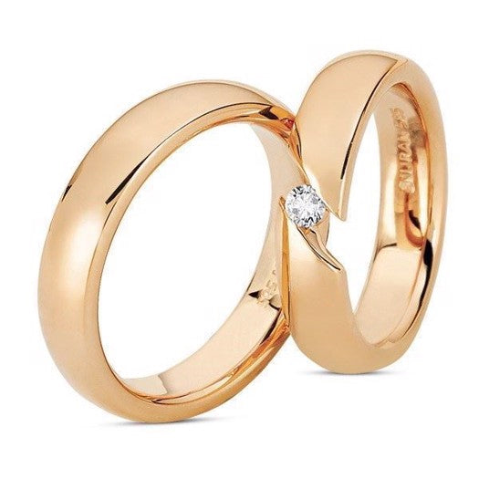 Smukke Nuran vielsesringe i 14 kt rosaguld med 0,10 ct diamanter