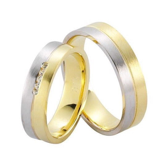 Eksklusive Nuran vielsesringe i 14 kt guld og hvidguld med 0,08 ct diamanter