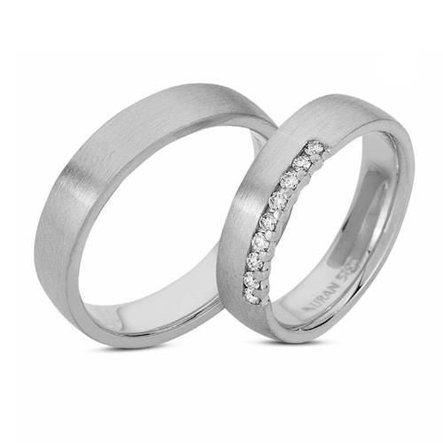 Eksklusive Nuran vielsesringe i 14 karat hvidguld med 0,09 ct diamanter