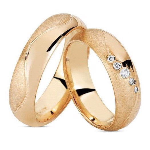 Unikke Nuran vielsesringe i 14 karat rosaguld med 5 diamanter