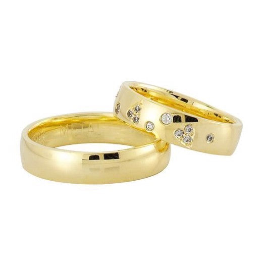 Unikke Nuran vielsesringe i 8 eller 14 karat guld med 0,16 ct diamanter