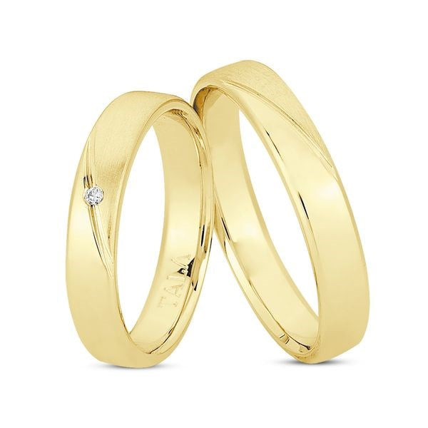 Nuran vielsesringe i 8 eller 14 karat guld med 0,02 ct diamanter