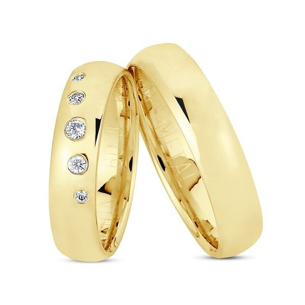 Nuran vielsesringe i 8 eller 14 karat guld med 0,09 ct diamanter