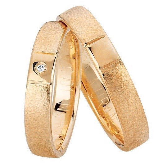 Unikke Nuran vielsesringe i 14 kt rosaguld med 0,01 ct diamant