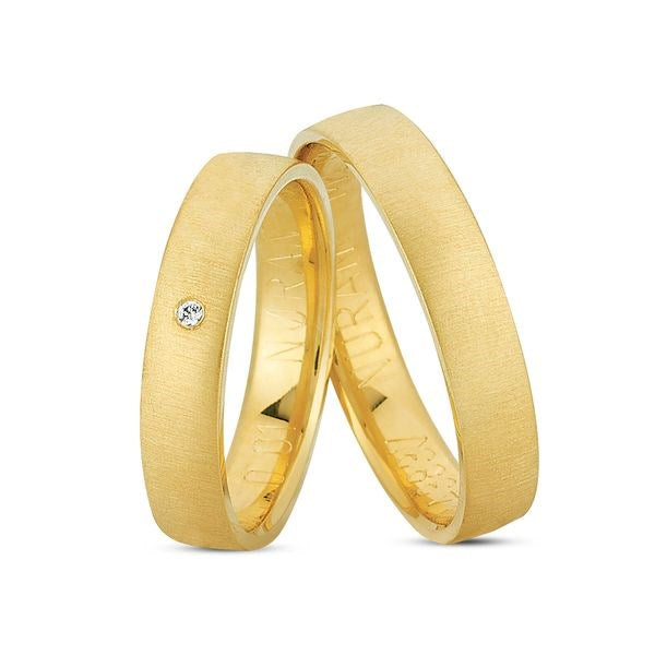 Eksklusive Nuran vielsesringe i 14 karat guld med 1 diamant 0,01 ct