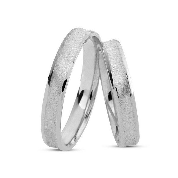 Stilfulde Nuran vielsesringe i 14 karat hvidguld med mat overflade