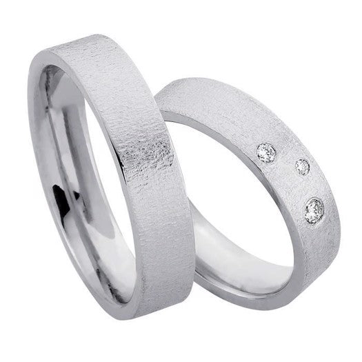 Unikke Nuran vielsesringe i rhodineret sølv med 3 diamanter