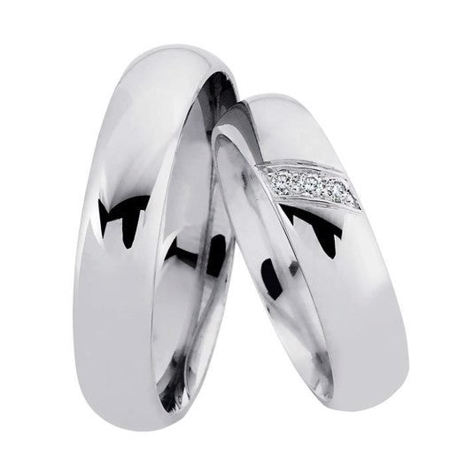 Romantiske Nuran vielsesringe i rhodineret sølv med 3 diamanter 0,02 ct