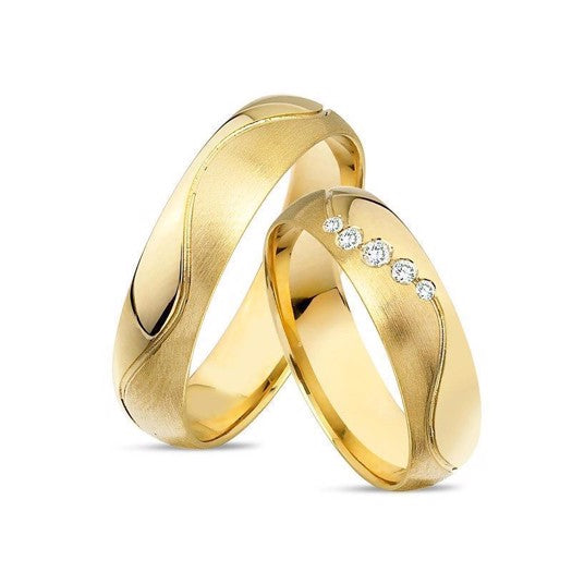 Sofistikerede Nuran vielsesringe i 14 karat guld med 0,09 ct diamanter