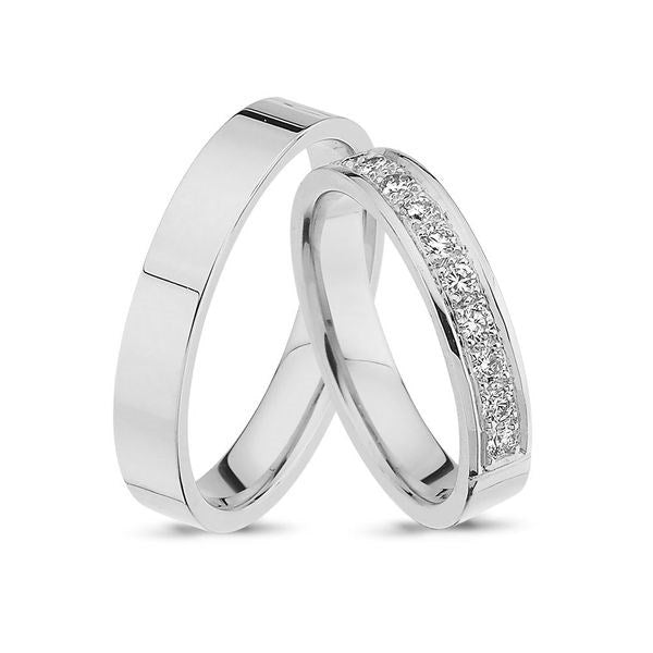 Luksuriøse Nuran vielsesringe i 14 karat hvidguld med 0,33 ct diamanter