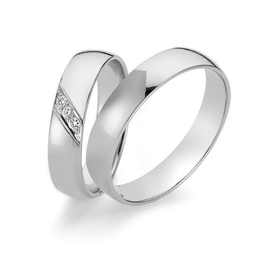 Strålende Nuran vielsesringe i 14 karat hvidguld med 0,045 ct diamanter