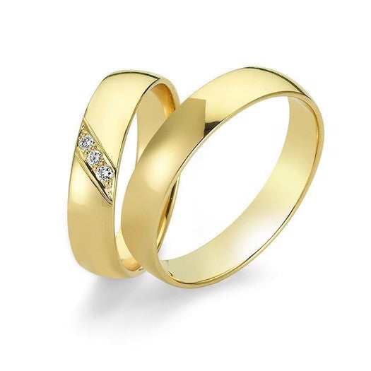 Klassiske Nuran vielsesringe i 14 karat guld med 0,045 ct diamanter