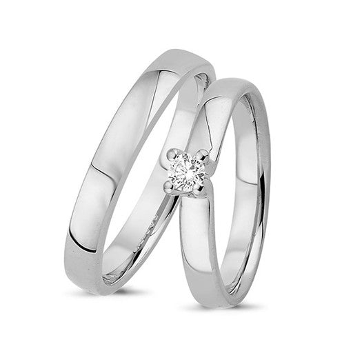 Delikat Nuran vielsesringe i 14 kt hvidguld med 0,14 ct diamant
